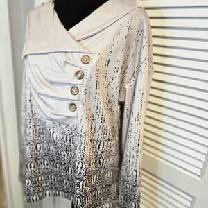 Wrap Button Military Style NoraCora Shirt MED Beige Black Long Sleeved Steampunk